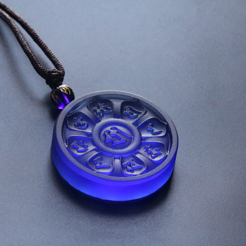 Blue Liuli Manjusri Lotus Enlightenment Necklace