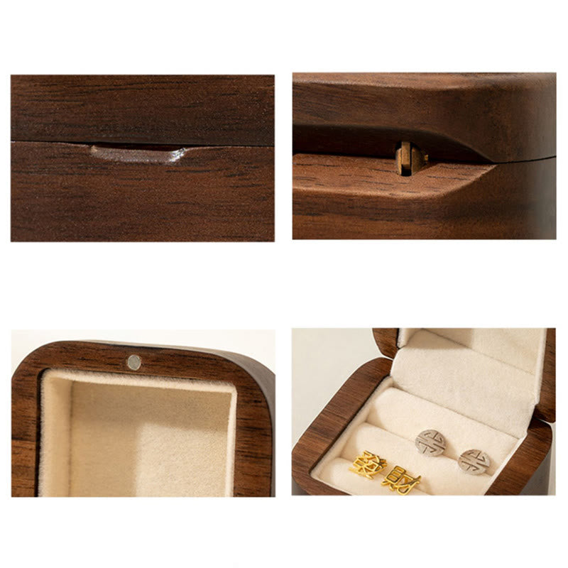 Handmade Black Walnut Wood Ring Jewelry Storage Box