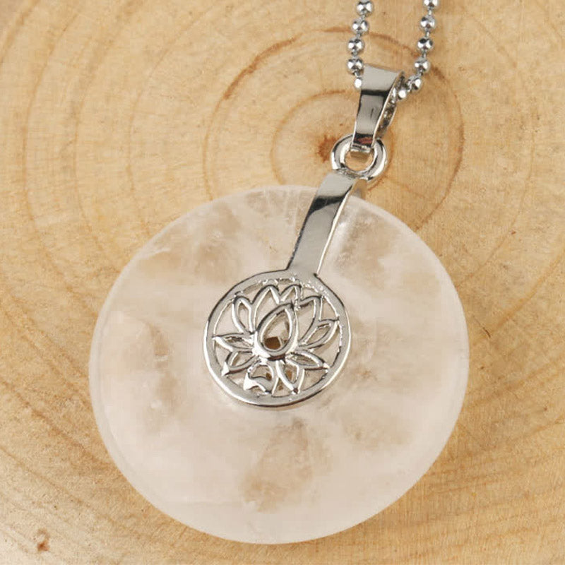 Various Crystal Amethyst Pink Lotus Healing Necklace