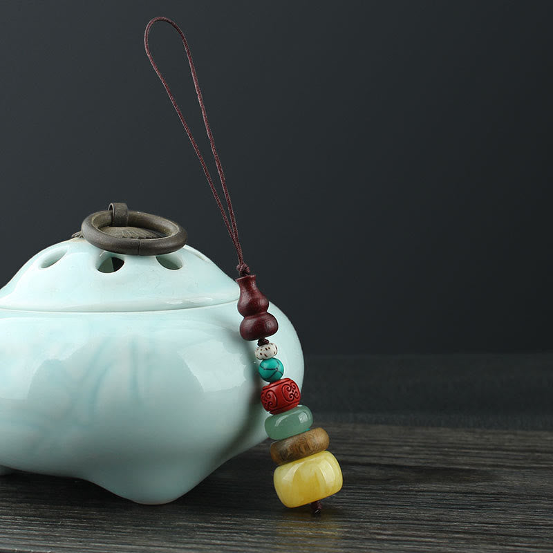 Spiritual Green Sandalwood Ebony Wood Phone Hanging Decoration