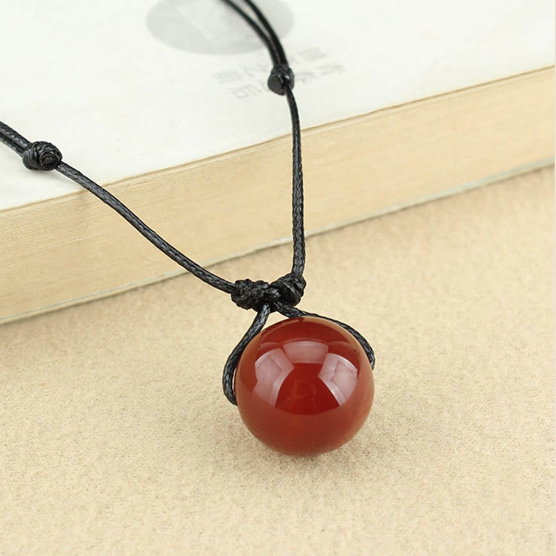 Red Agate Confidence Necklace | Leather Rope Pendant