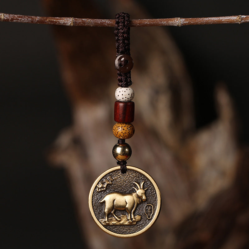 Copper Chinese Zodiac Keychain for Luck & Balance