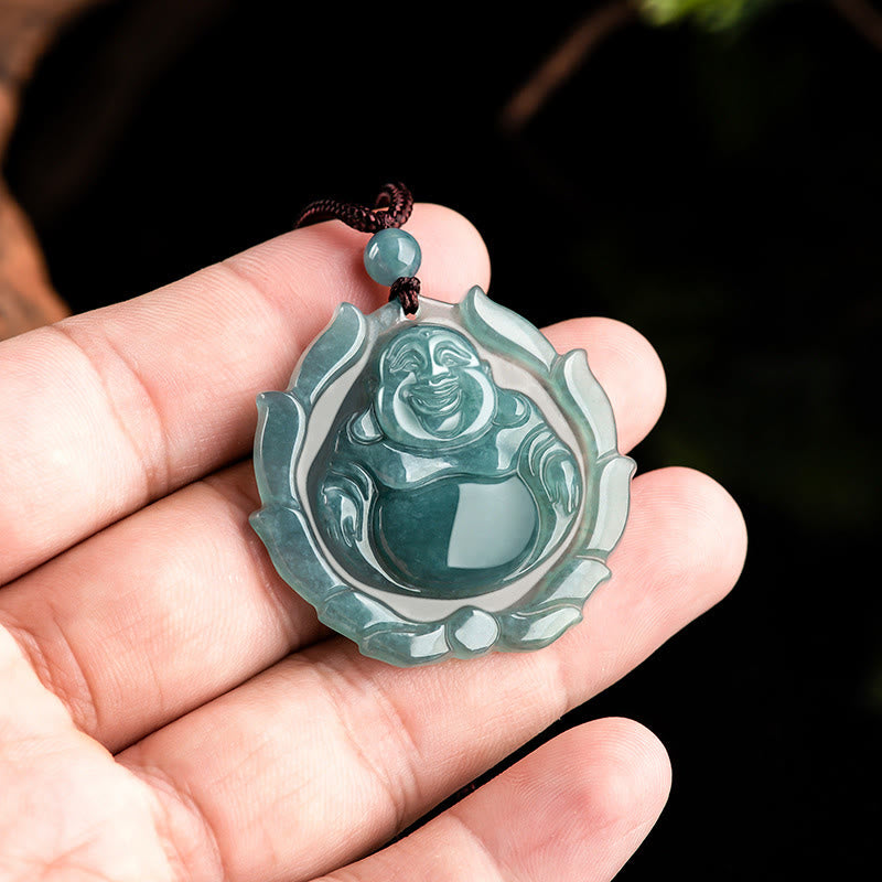 Natural Jade Buddha Necklace for Luck & Wealth