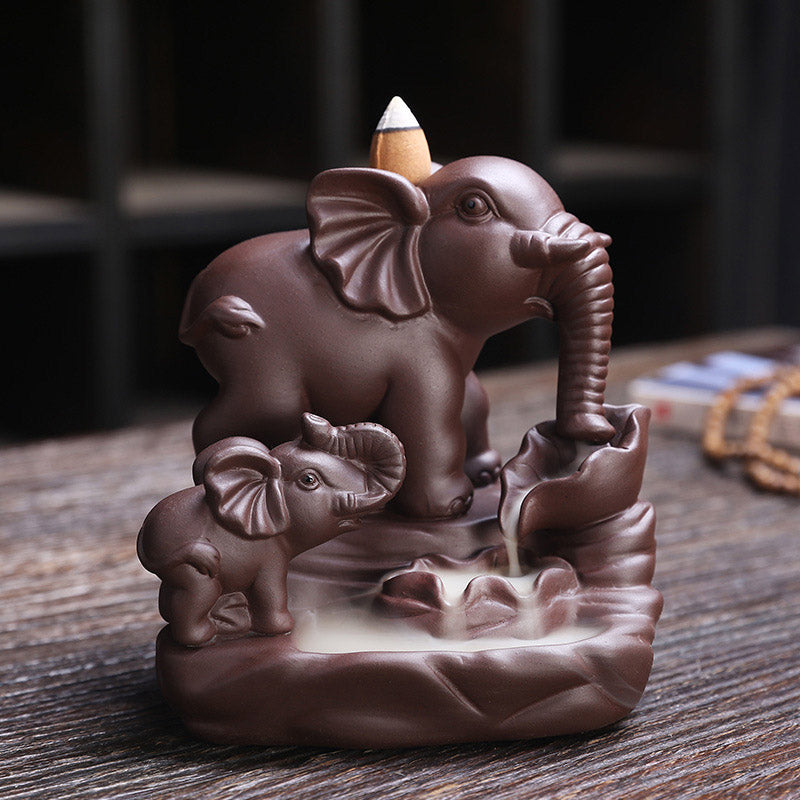 Tibetan Elephant Purple Clay Backflow Incense Burner