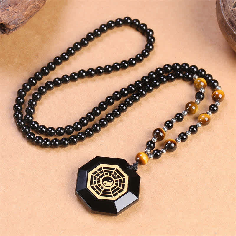 Black Obsidian Yin Yang Necklace | Purification & Balance
