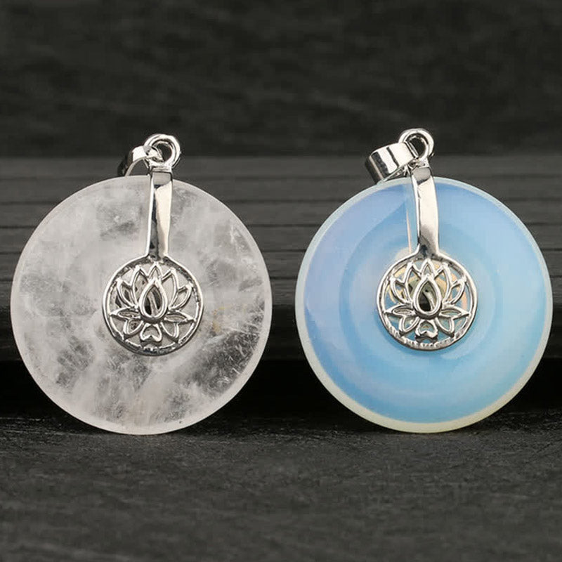 Various Crystal Amethyst Pink Lotus Healing Necklace