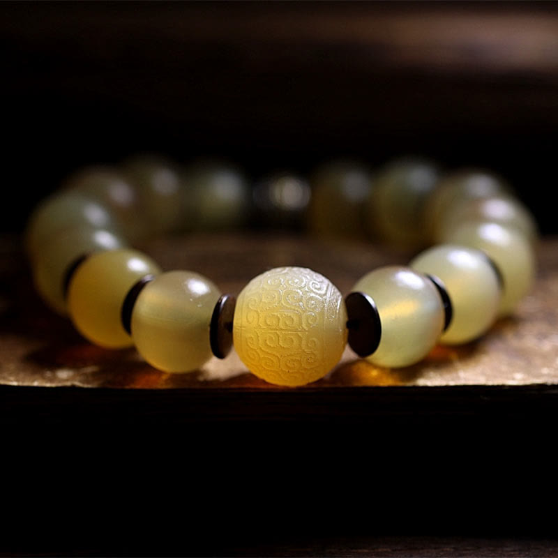 14mm Om Mani Padme Hum Sheep Horn Bracelet Unisex