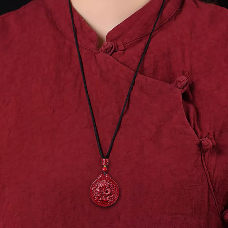 Year of the Dragon Cinnabar Protection Necklace Pendant