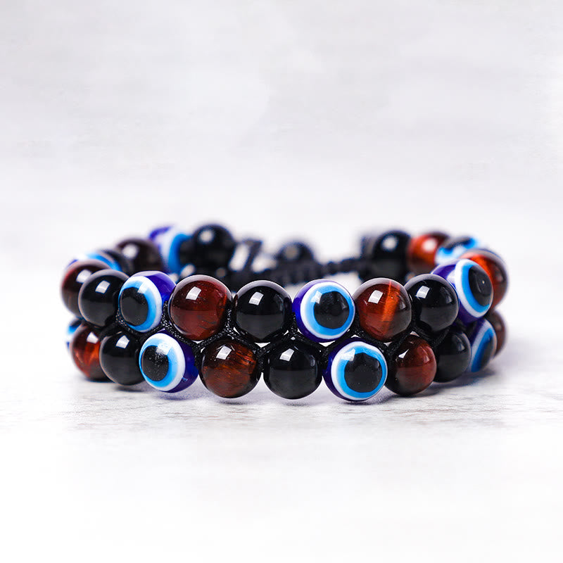 Tiger Eye Evil Eye Protection Bracelet 8mm Beads Classic