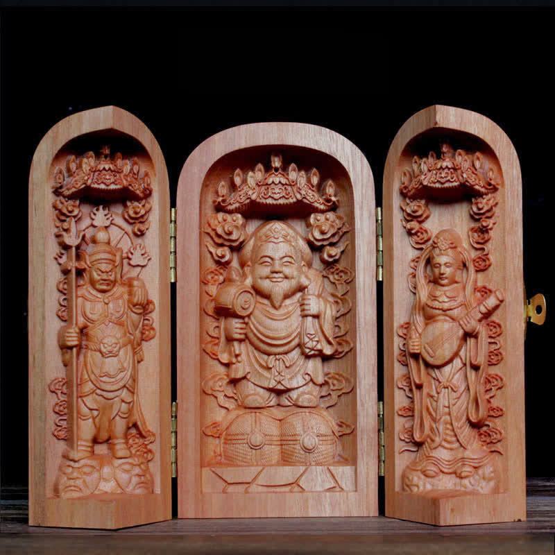 Cherry Wood Avalokitesvara Kwan Yin Buddha Altar Decoration