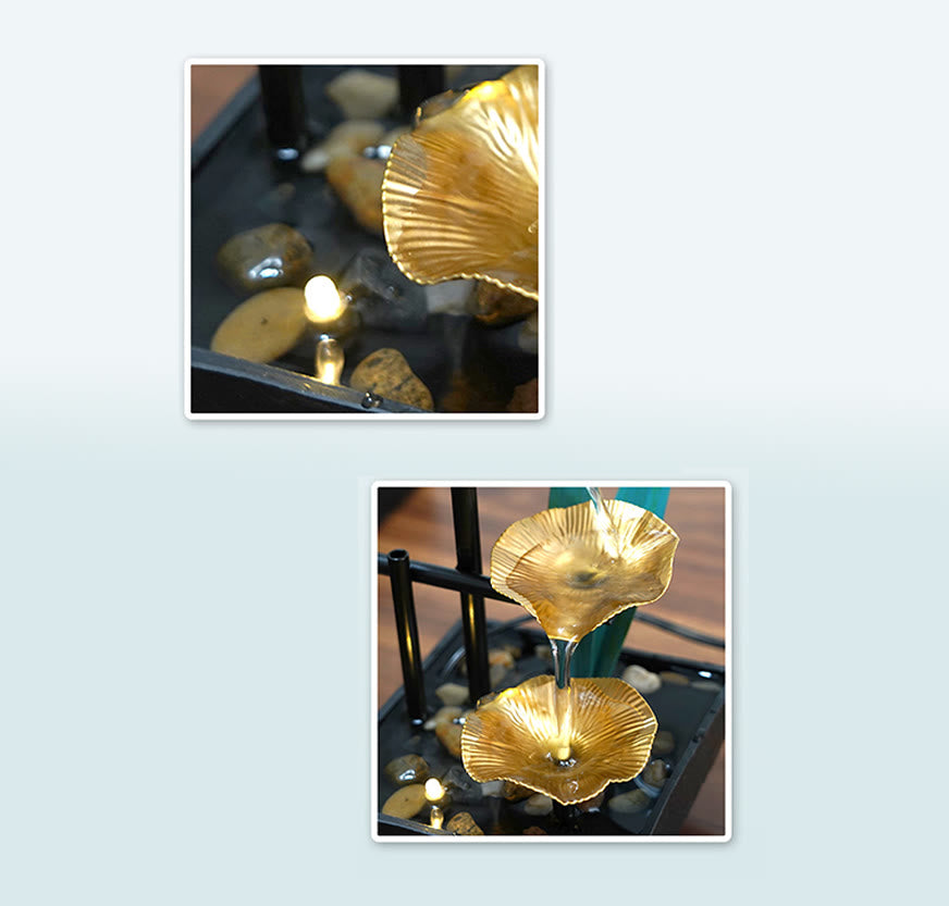 Three Layers Lotus Waterfall Fountain | Zen Tabletop Decor