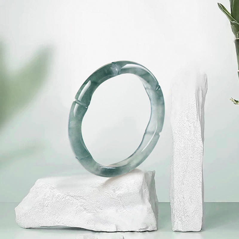 Natural Jade Prosperity Ring | Bamboo Design, 15-20mm