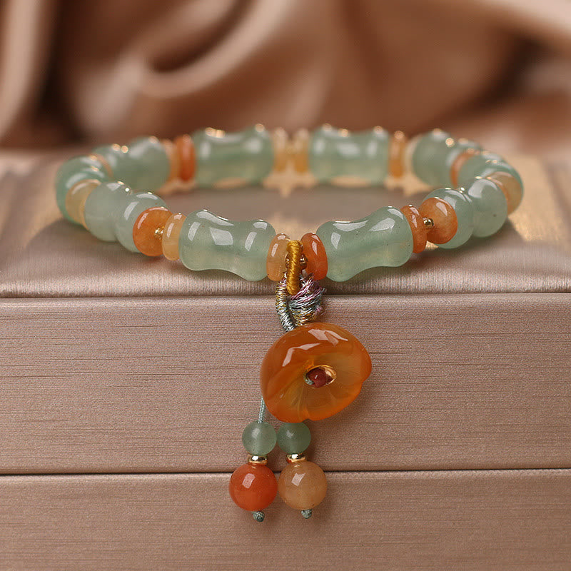 Jade Bamboo Flower Luck Bracelet for Prosperity & Growth