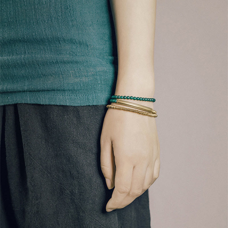 Triple Wrap Agate Stone Protection Copper Bracelet