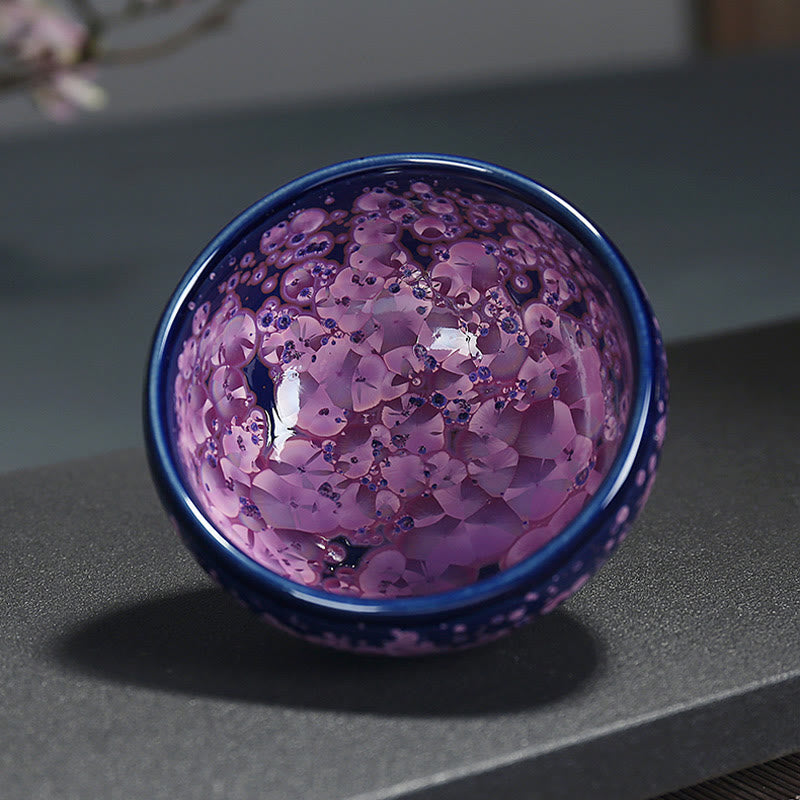 Colorful Iris Flowers Jian Zhan Teacup 110ml Ceramic