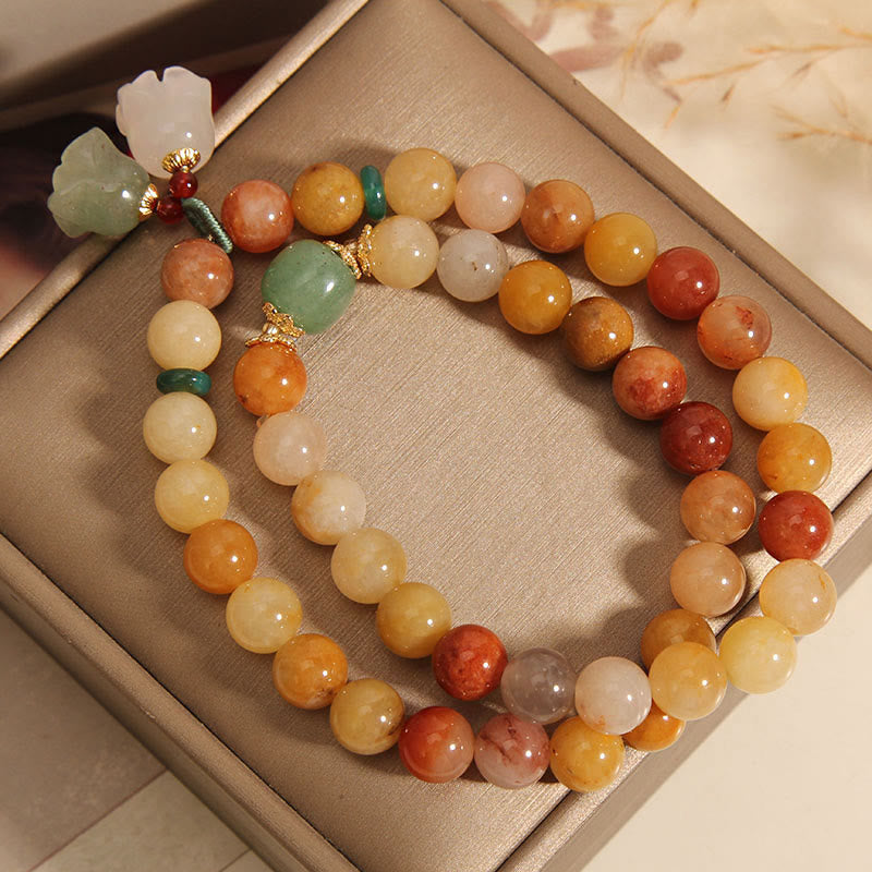 Golden Silk Jade Double Layer Luck Bracelet 8mm