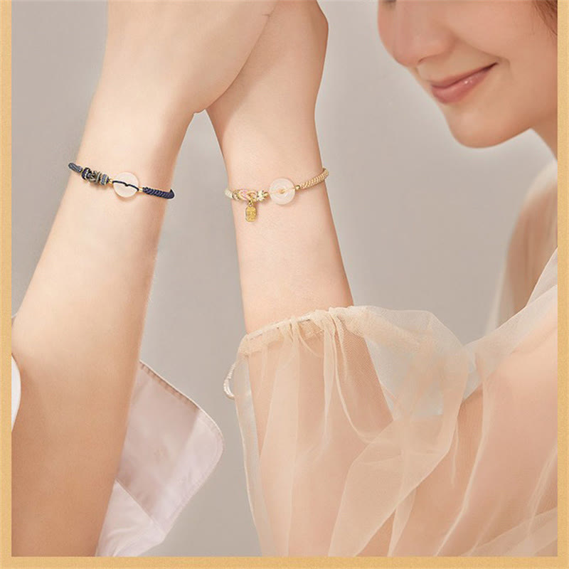 Handmade White Agate Peace Buckle Luck Protection Bracelet