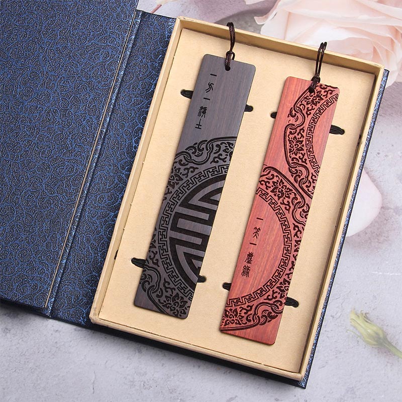 Zen Ebony Wood Bookmark | Red Sandalwood Gift Set