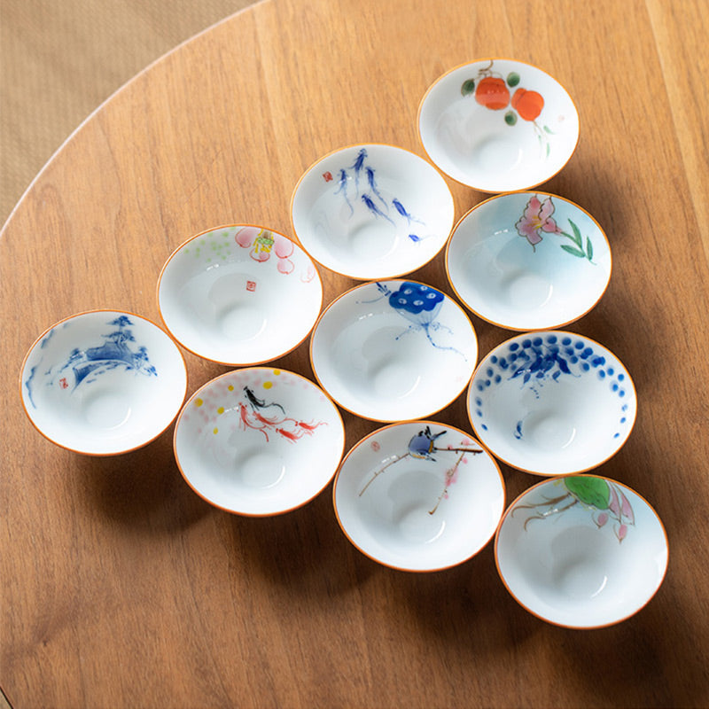 Mandala Koi Fish Lotus Ceramic Tea Cup 50ml Harmony