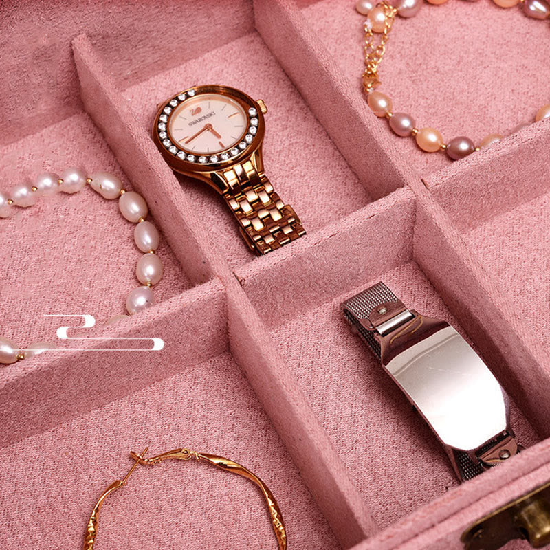 Two-Layer Flannel Jewelry Box with Lock for Zen Decor