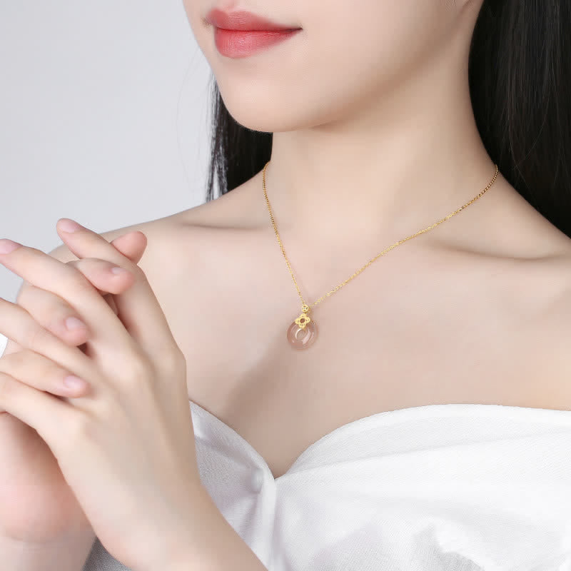 925 Sterling Silver Chalcedony Peace Buckle Necklace