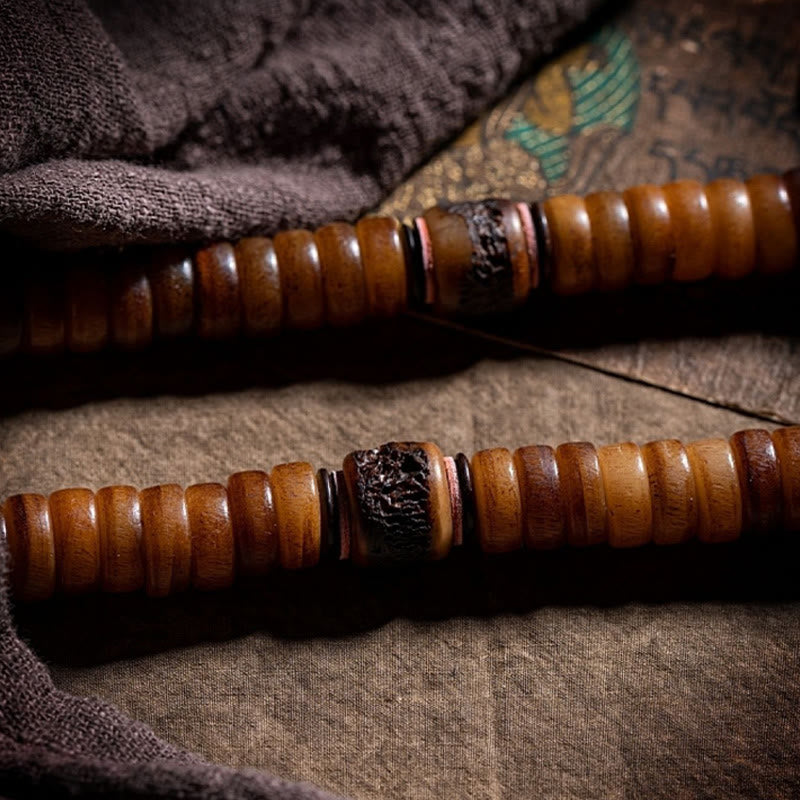 Tibetan Yak Bone 108-Bead Strength Mala Bracelet