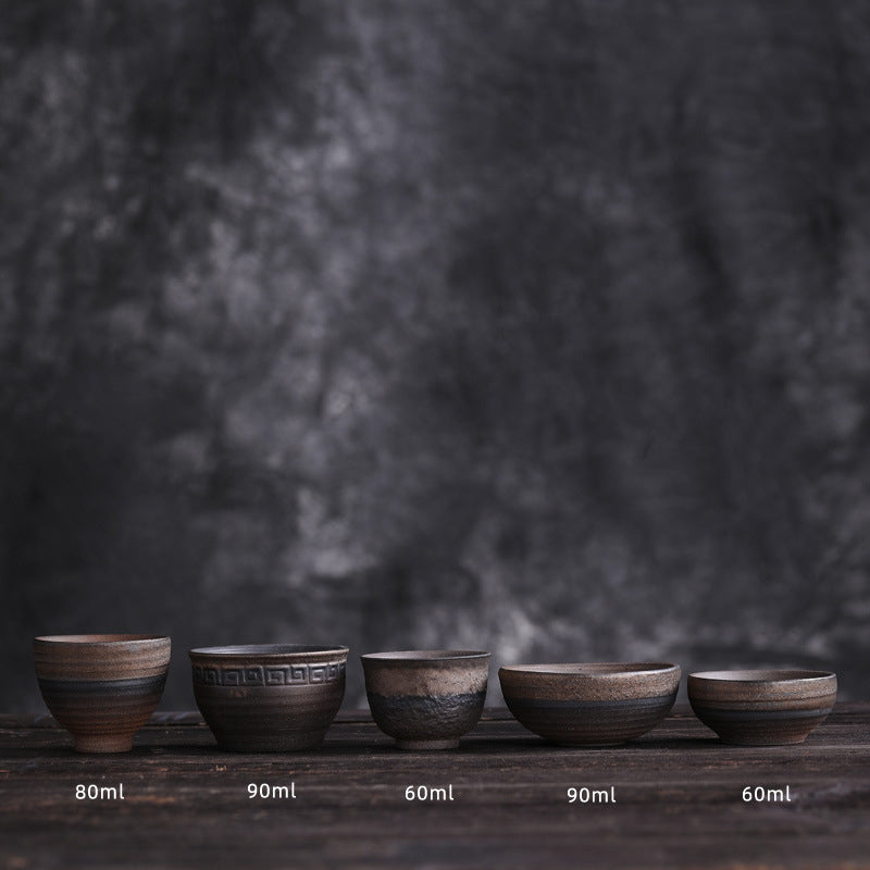 Striped Ceramic Teacup 80ml | Zen Decor Bowl
