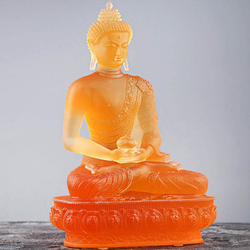 Liuli Buddha Statue Serenity Figurine 15cm Feng Shui Art
