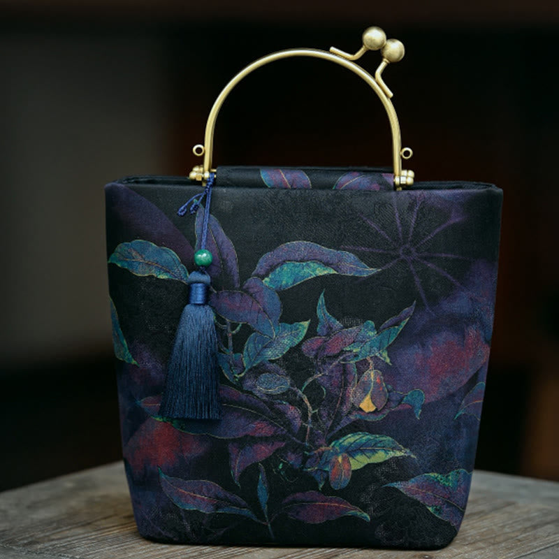 Blue Leaves Butterfly Spiritual Jewelry Bag 19cm | Healing Sounds