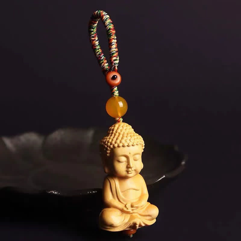 Tathagata Buddha Serenity Boxwood Spiritual Keychain