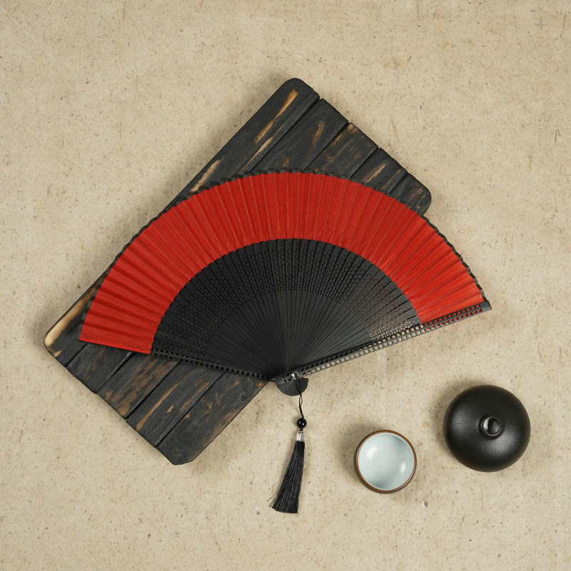 Vintage Chinese Folding Fan | Bamboo & Polyester Handheld Fan