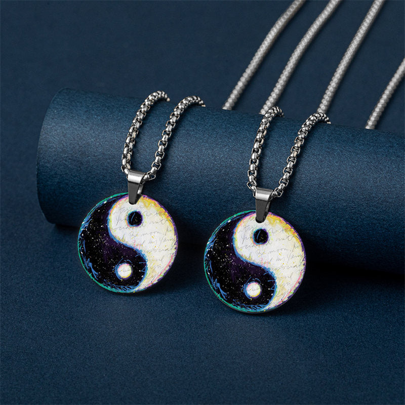 Titanium Steel Yin Yang Koi Fish Harmony Necklace