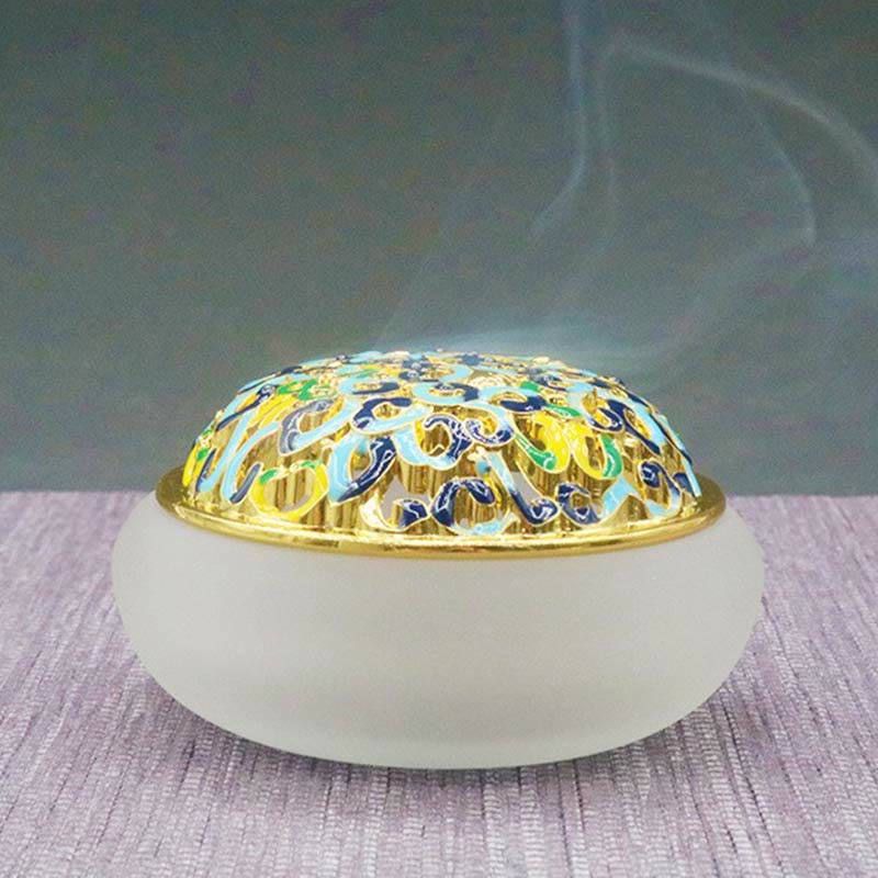 Liuli Crystal Lotus Incense Burner for Meditation and Healing