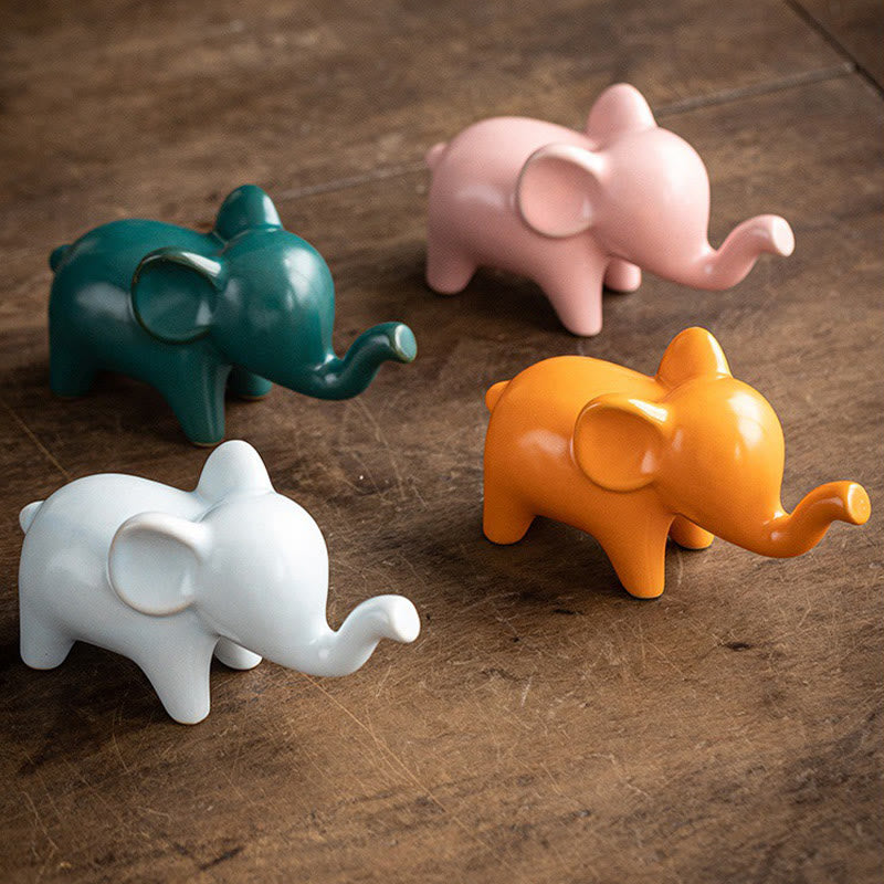 Small Ceramic Elephant Figurine for Spiritual Decor