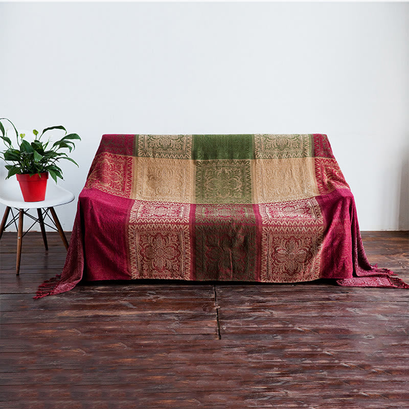 150cm Tibetan Spiritual Textile Blanket Multicolored Flowers