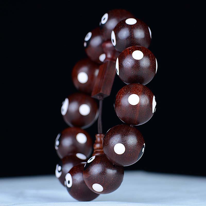 Small Leaf Red Sandalwood Yin Yang Bracelet 20mm