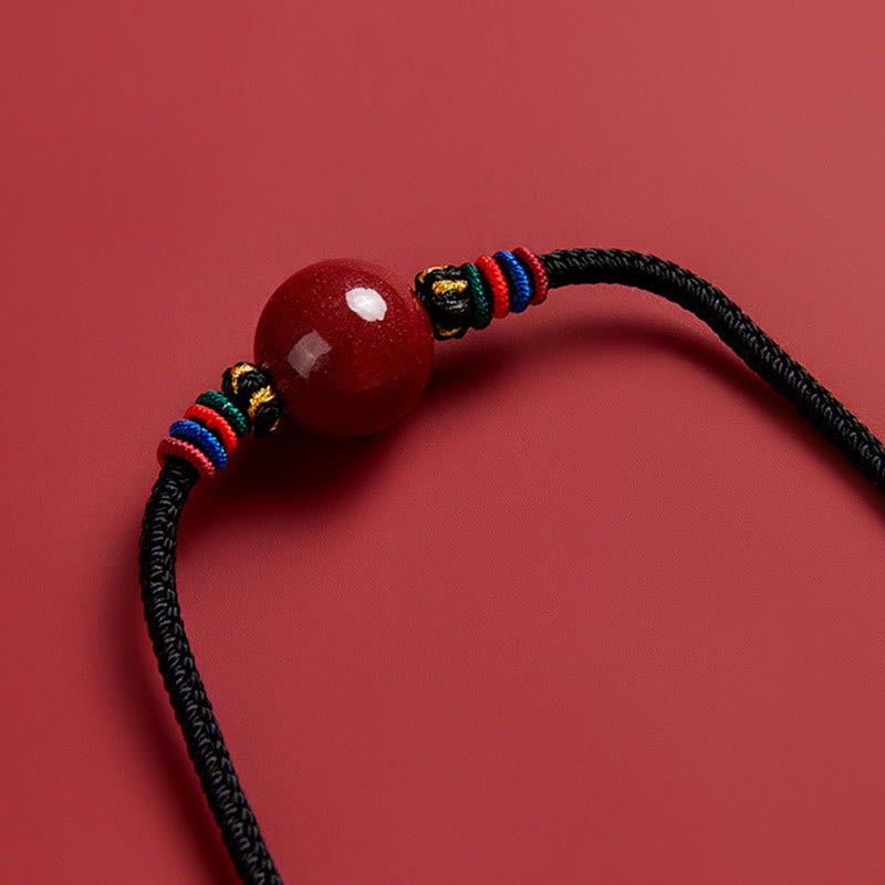 16mm Cinnabar Bead Blessing Pendant Necklace