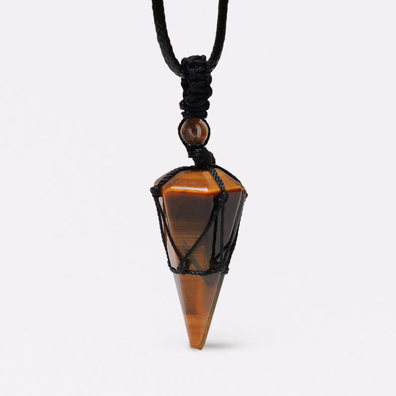 Tiger Eye Natural Stone Pendant Necklace for Protection