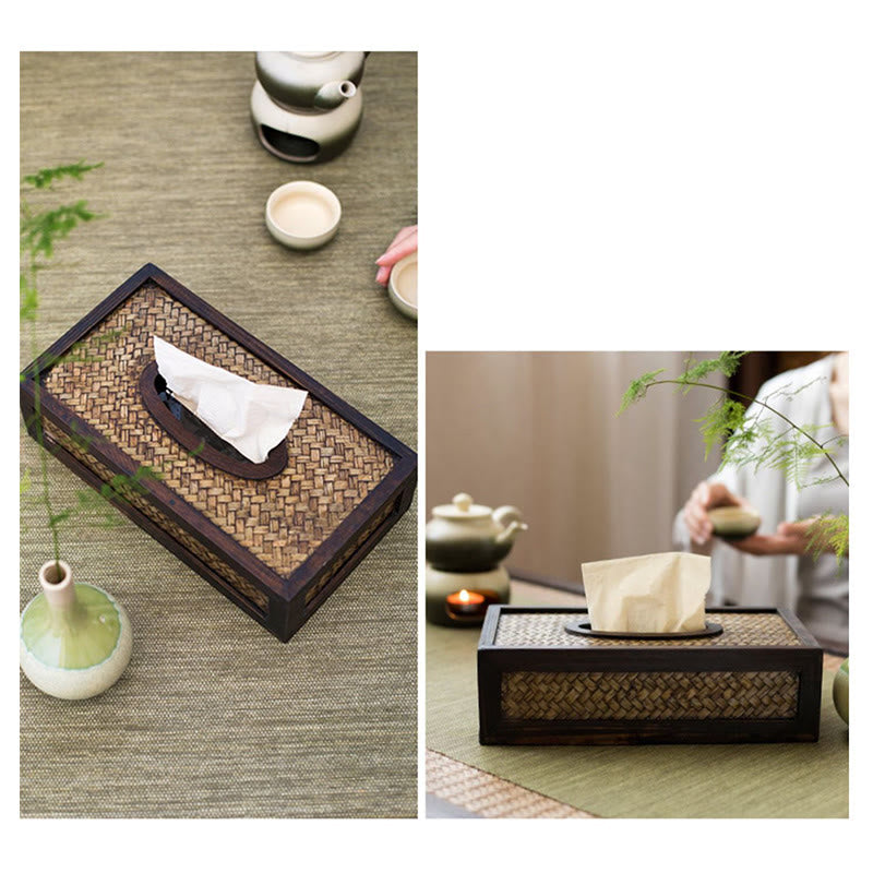 Handmade Bamboo Wooden Tissue Box for Zen Decor