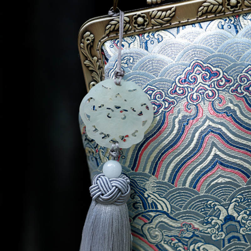 Small Blue Ocean Waves Crossbody Bag With Metal Chain