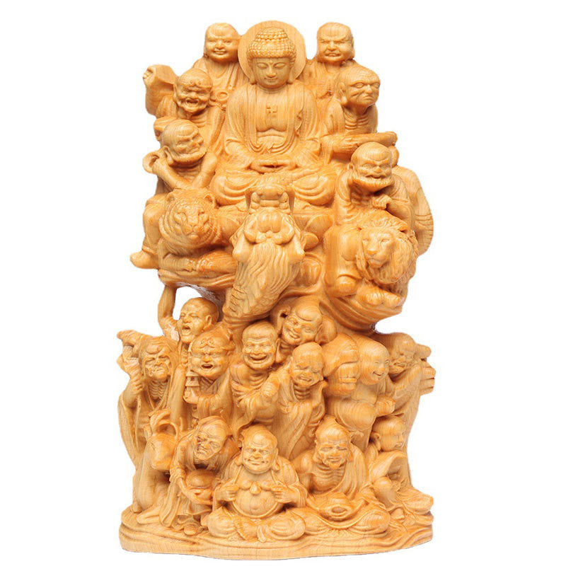 Thuja Sutchuenensis Wood Eighteen Arhats Buddha Statue