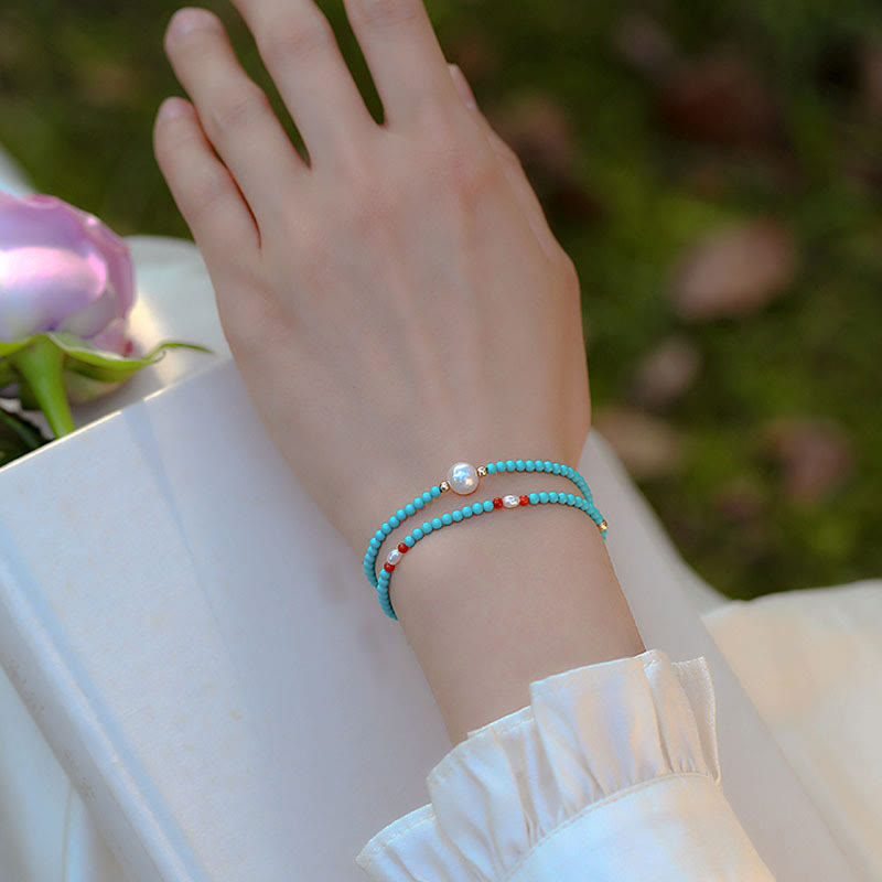 Turquoise Red Agate Protection Bracelet Small Beads