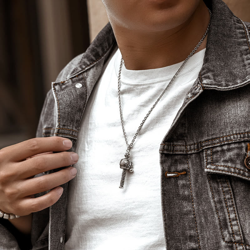 Om Mani Padme Hum Necklace | Tibetan Prayer Wheel Pendant