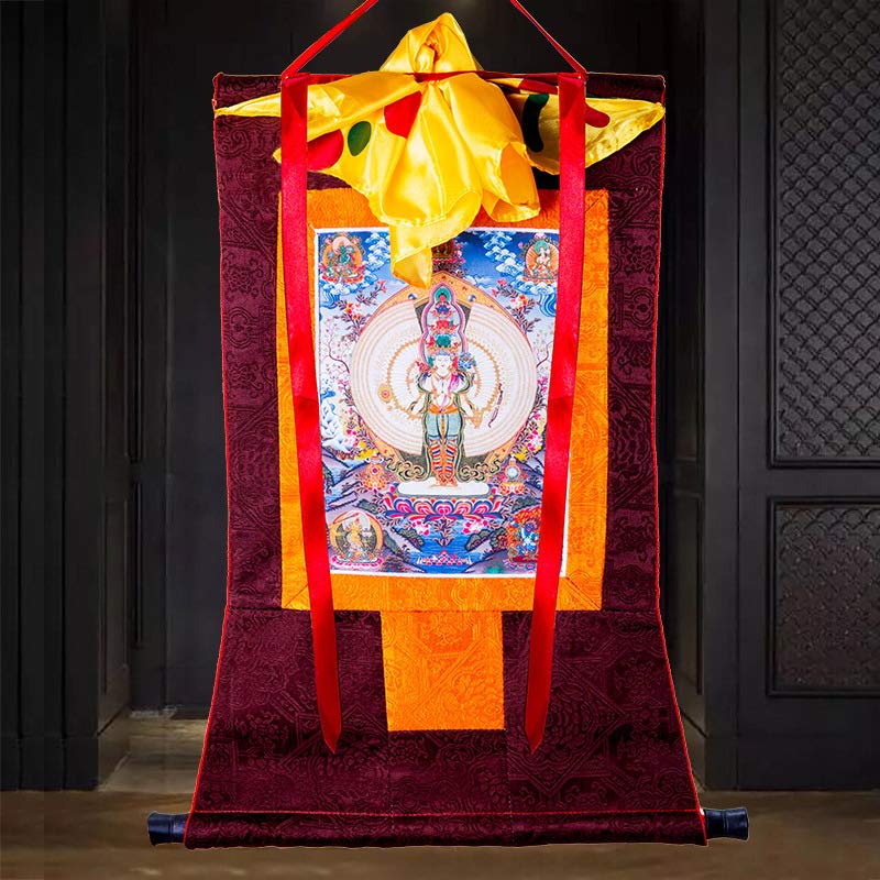 Tibetan Avalokitesvara Thangka Wall Decor 60cm Blessing