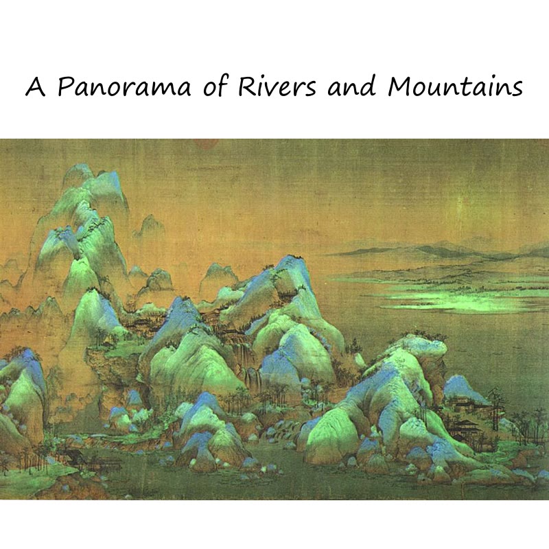 100% Mulberry Silk Tibetan Scarf Panorama of Rivers and Mountains