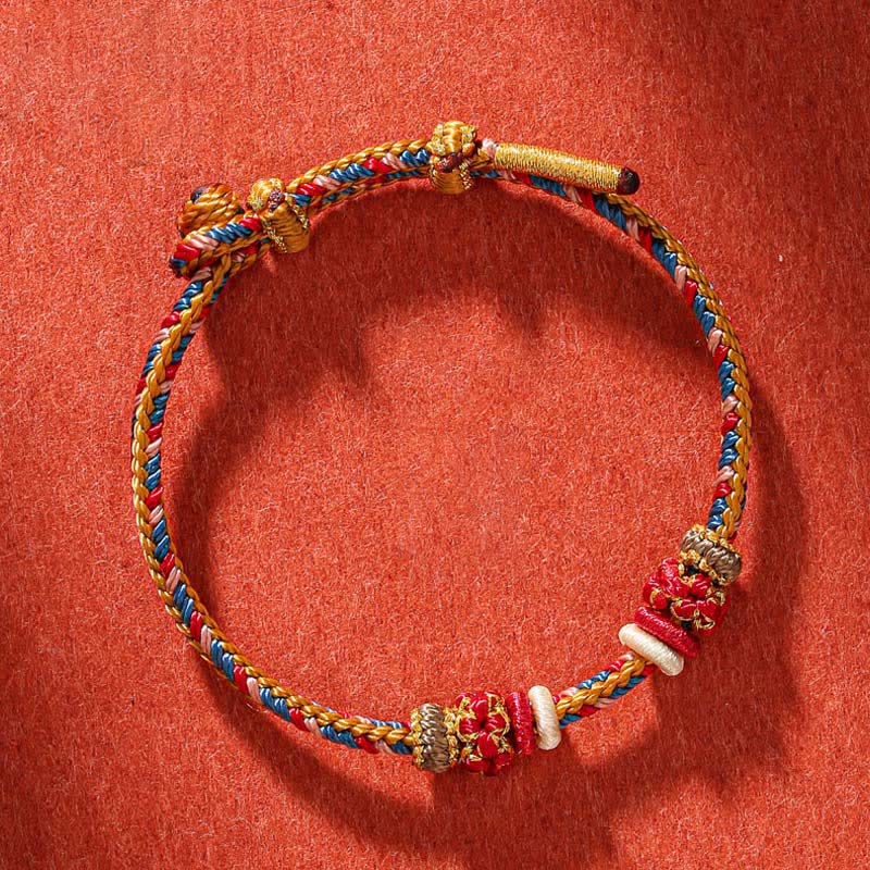 Handmade Dunhuang Color Red String Luck Bracelet