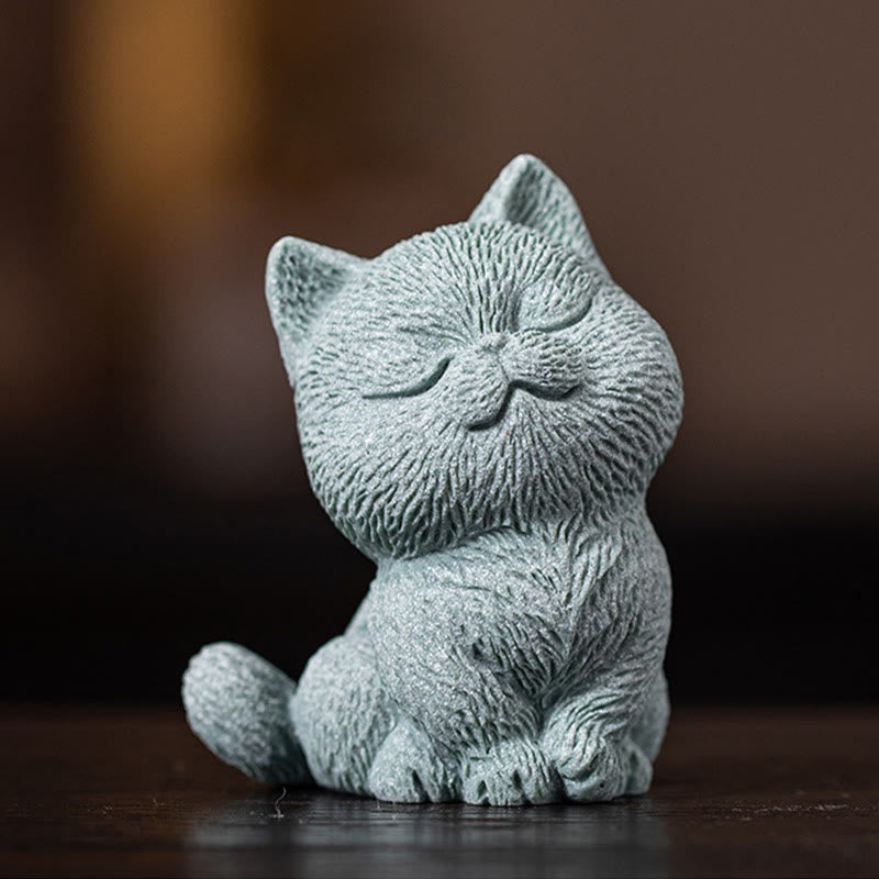 Small Cat Tea Pet Figurine | Spiritual Animal Home Decor