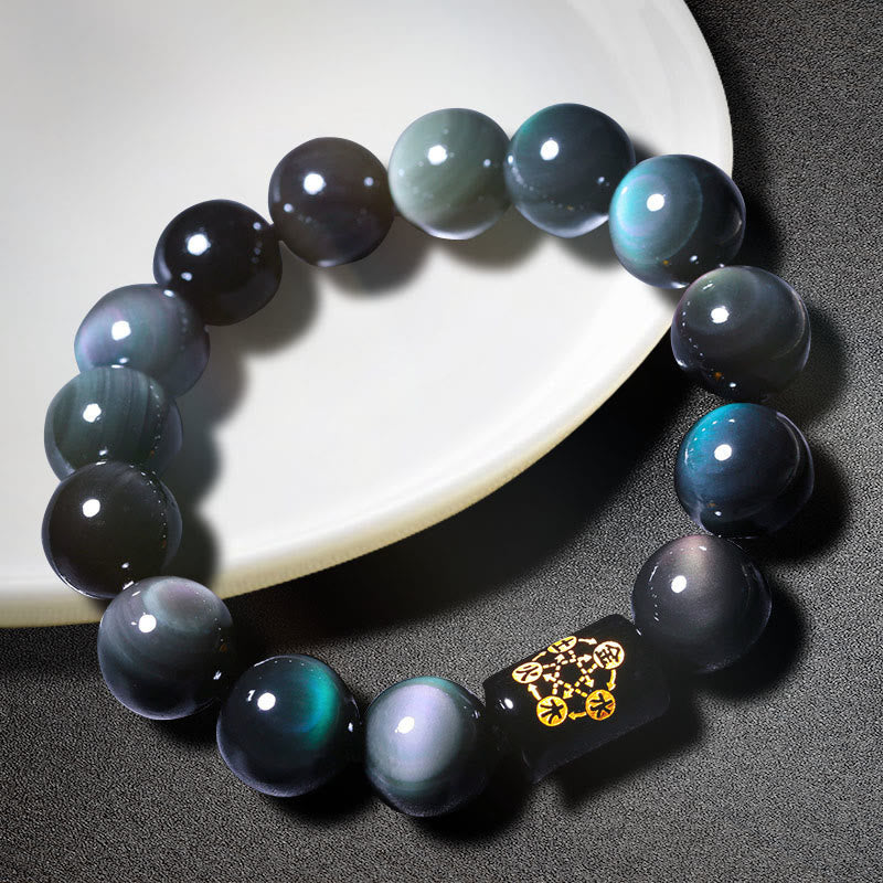 10mm Rainbow Obsidian Healing Transformation Bracelet