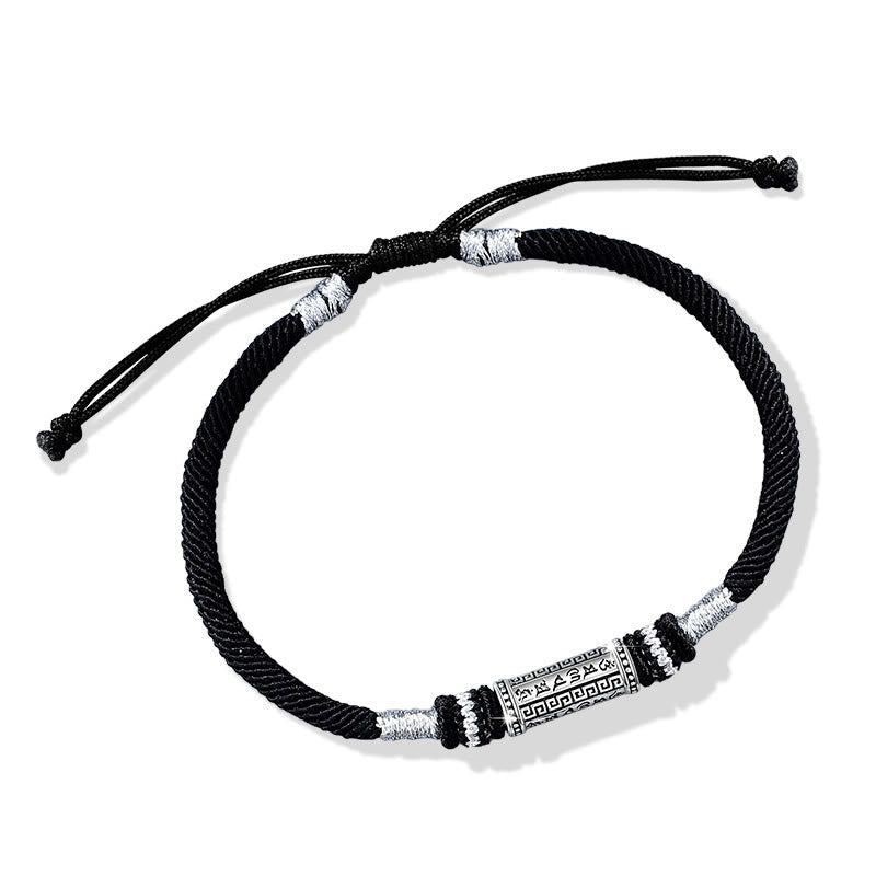 Om Mani Padme Hum 925 Silver Braided Rope Bracelet