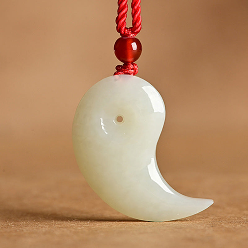 Yin Yang White Jade Cyan Jade Protection Necklace